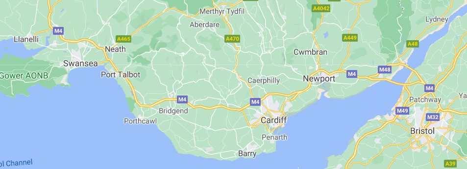 Map of South Wales and Bristol